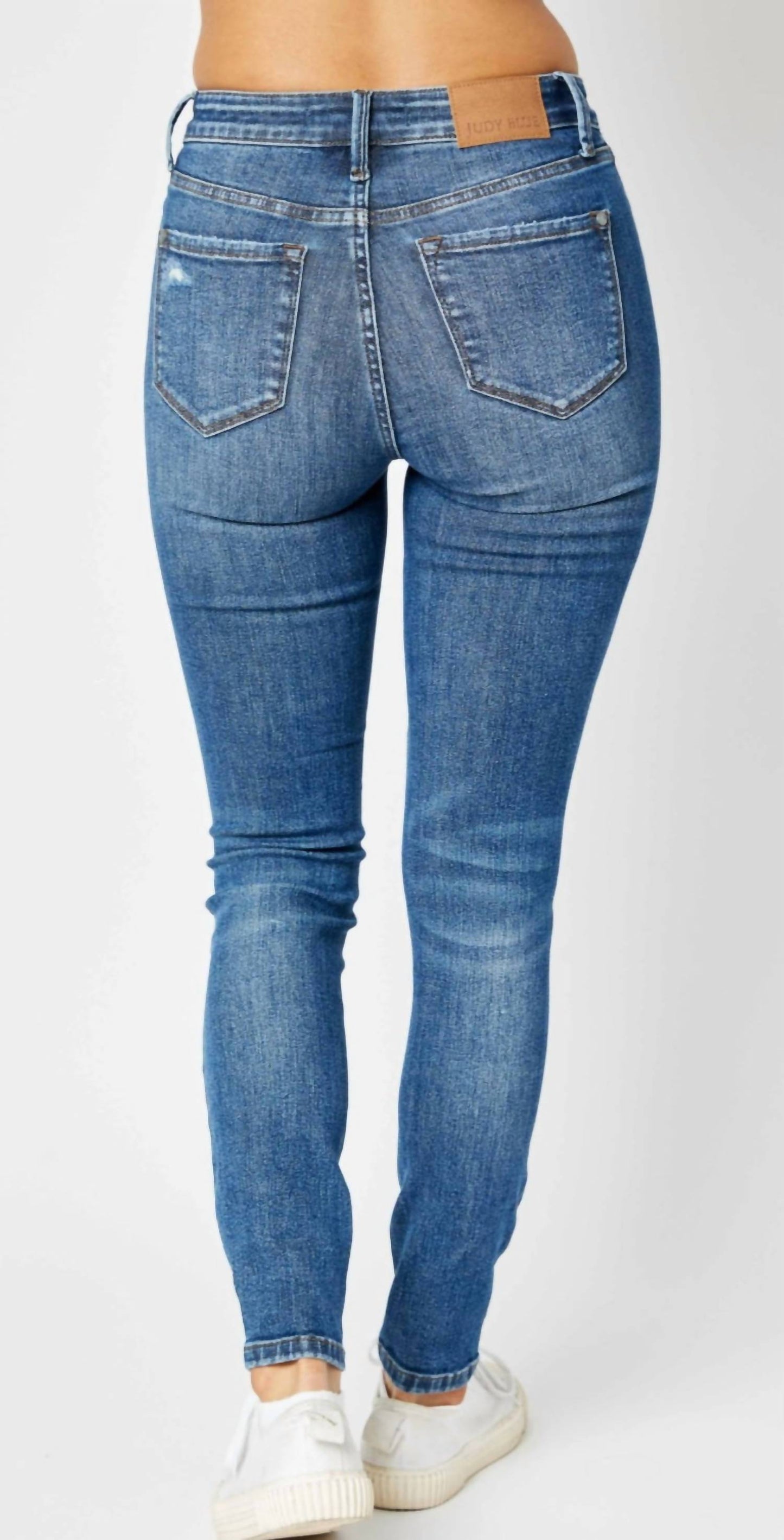 Judy Blue - Mid Rise Tummy Control Destroy Skinny Denim Jeans