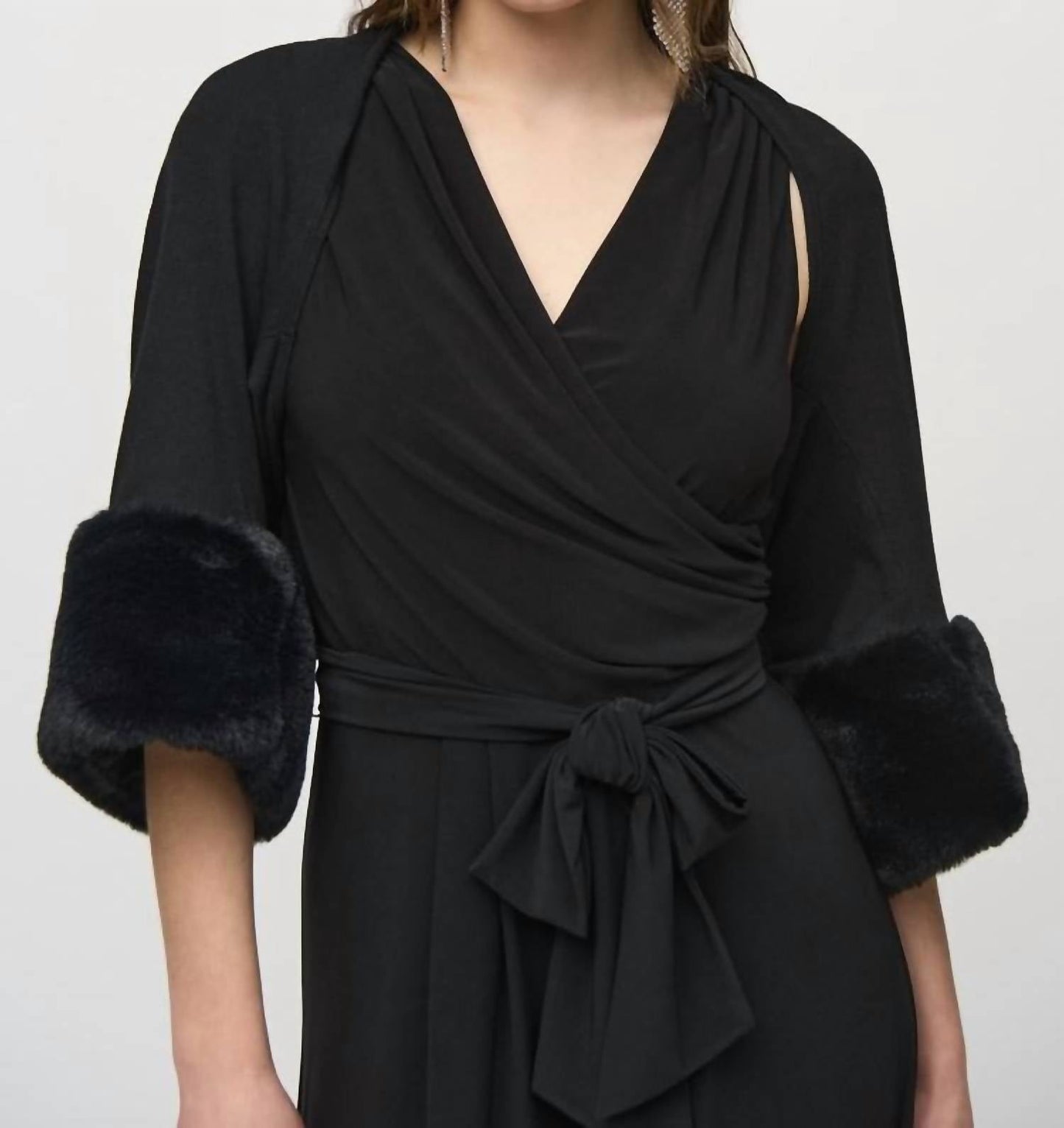 Joseph Ribkoff - Sweater Knit Bolero With Faux Fur Trim