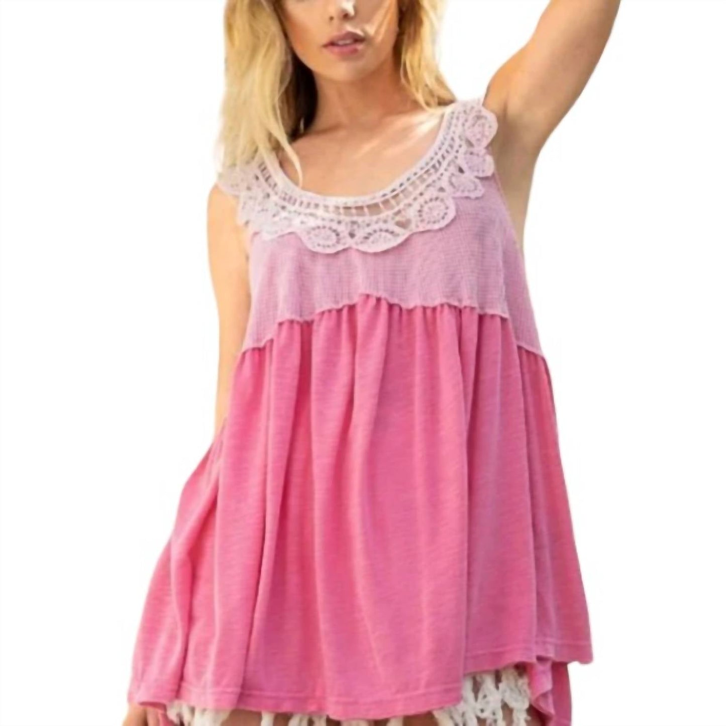 Pol - CROCHET TRIM RELAXED TOP