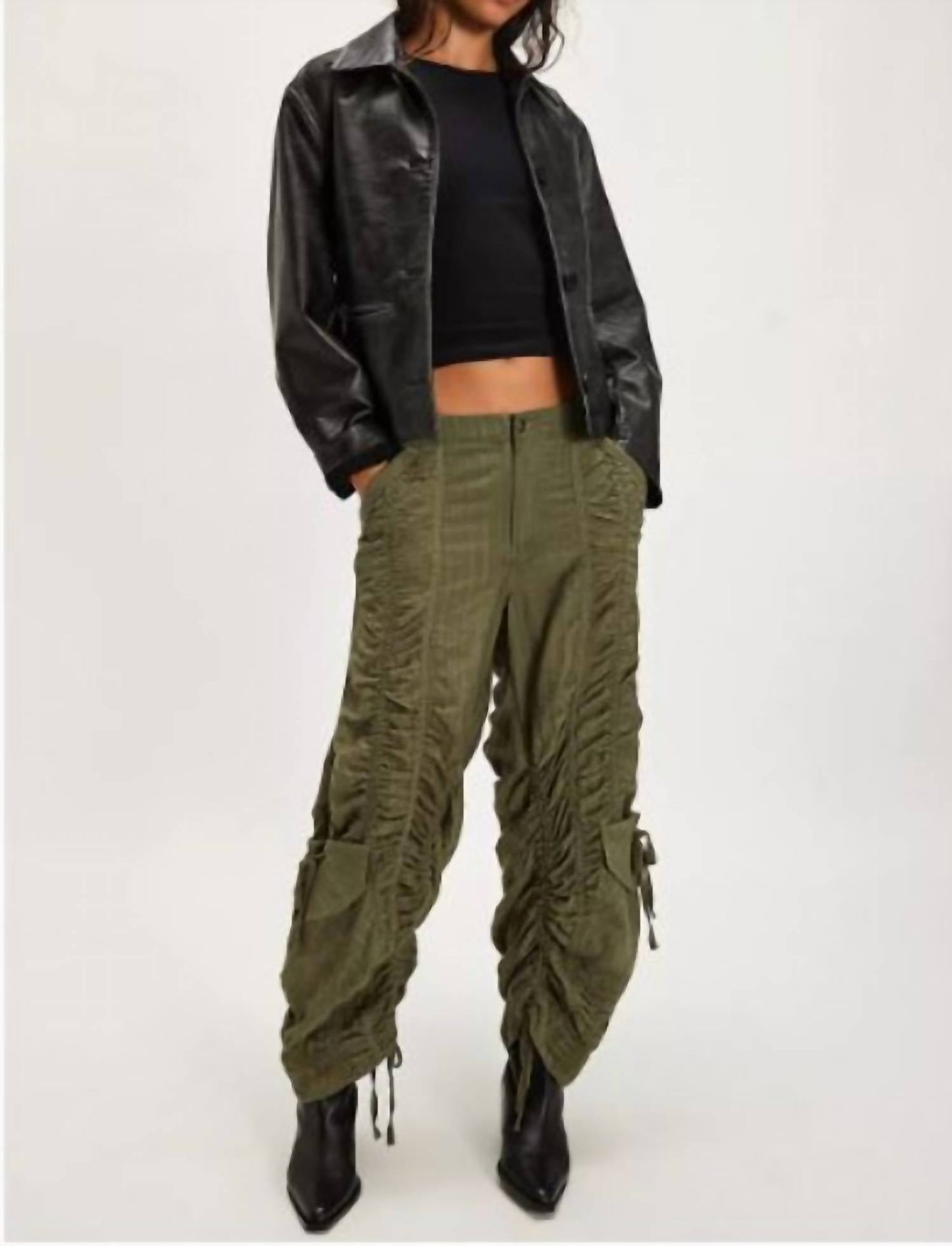 Free People - Scorpio Shirred Mid-Rise Cargo Pants