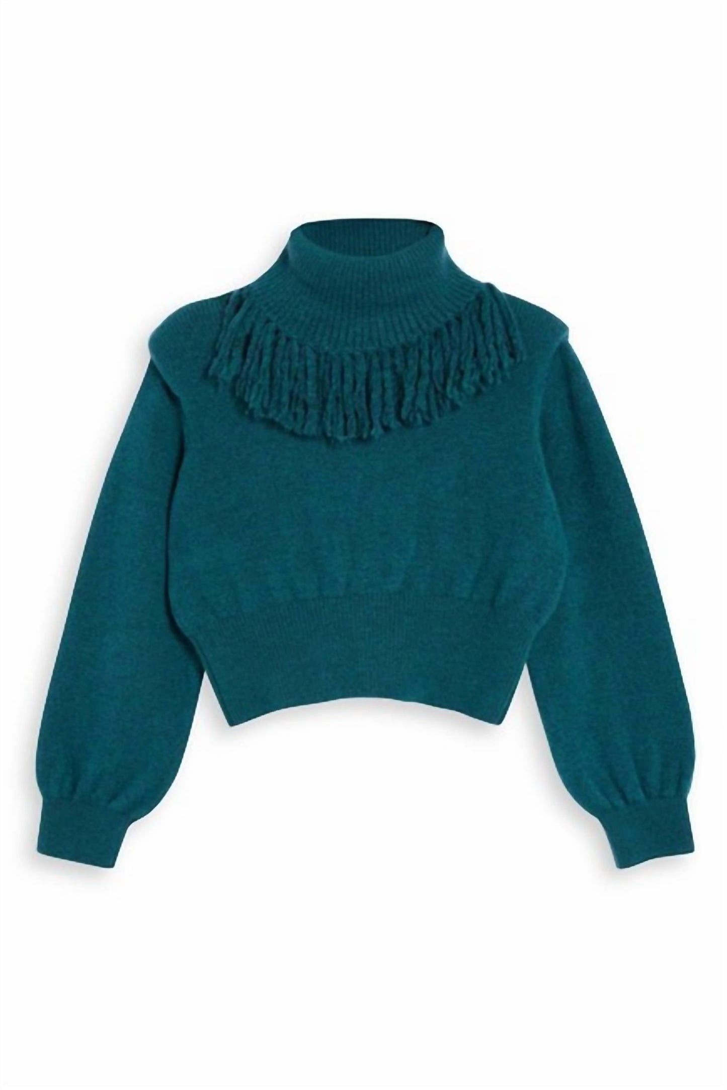 Topshop - Rock It Fringe Turtleneck Cropped Sweater