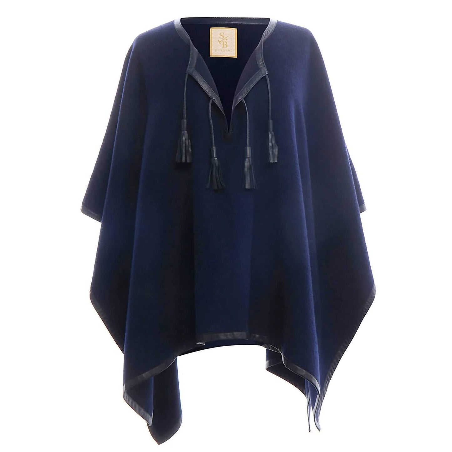 Stick & Ball - Leather Trim Baby Alpaca Poncho