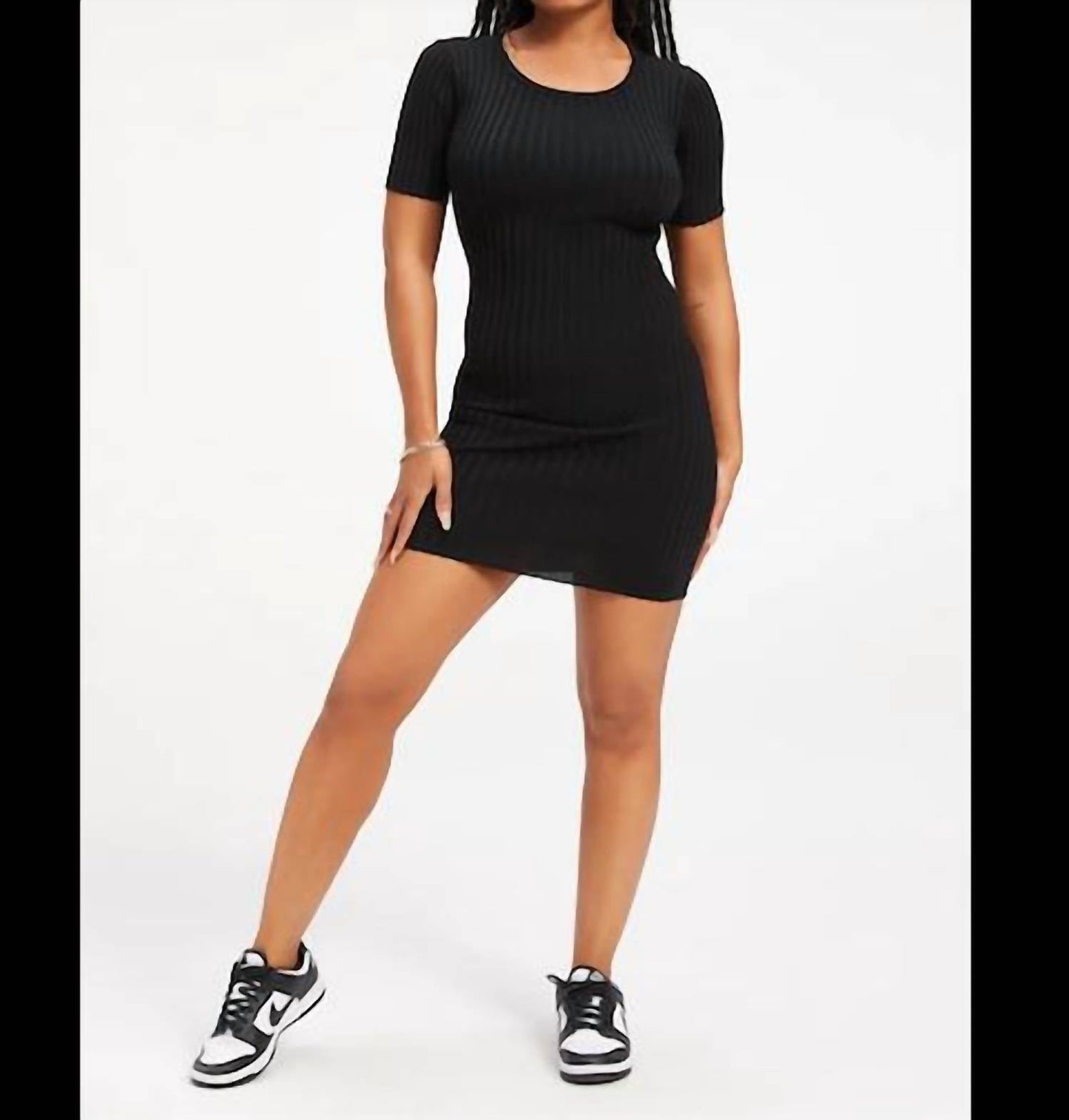 Good American - Rib Open Back Mini Dress