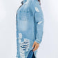 American Bazi - Distressed Button Up Long Sleeve Denim Jacket