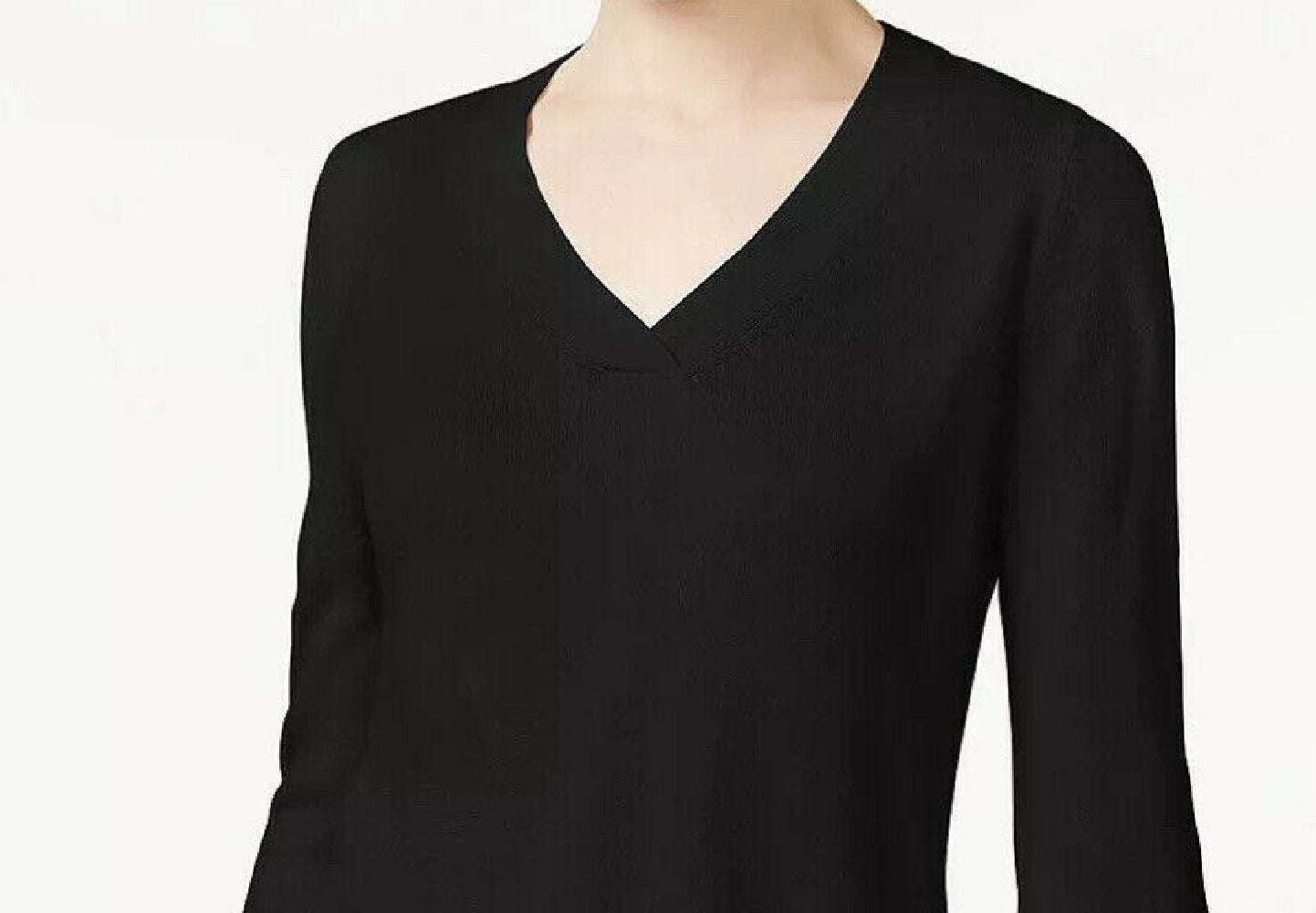 Karen Scott Women's V-Neck Pullover Sweater Black Size Medium