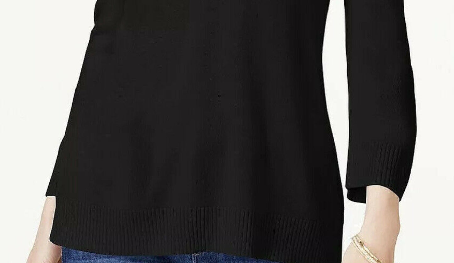 Karen Scott Women's V-Neck Pullover Sweater Black Size Medium