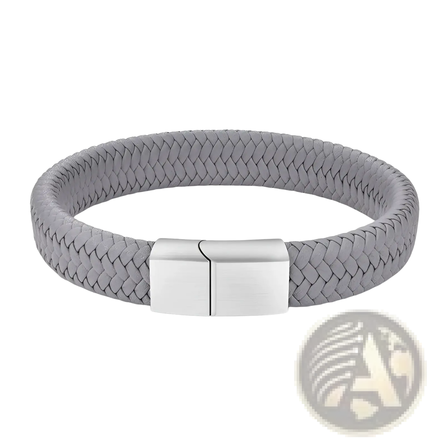 Black Braided Leather Bracelet with Magnetic Clasp