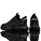 Black Breathable Mesh Sneakers with Gold Accents