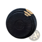 Black Ceramic Plate with Gold and Wood Rim Accents