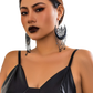 Black Crescent Moon Tassel Earrings with Star Chains