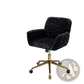 Black Faux Fur Office Chair with Gold Base