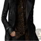 Black Faux Leather Double Breasted Trench Coat with Belt