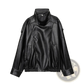 Black Faux Leather High Collar Women's Moto Jacket
