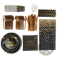 Black Gold Birthday Party Supplies Set 25 Guests