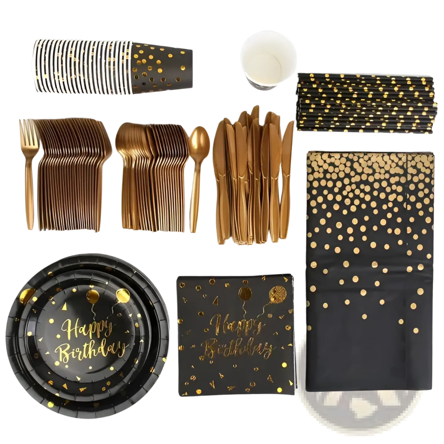 Black Gold Birthday Party Supplies Set 25 Guests