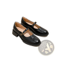 Black Leather Mary Jane Shoes with Block Heel
