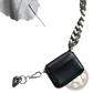 Black Leather Mini Waist Bag with Chunky Chain Strap