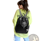 Black Leather School Backpack with Bear Charm