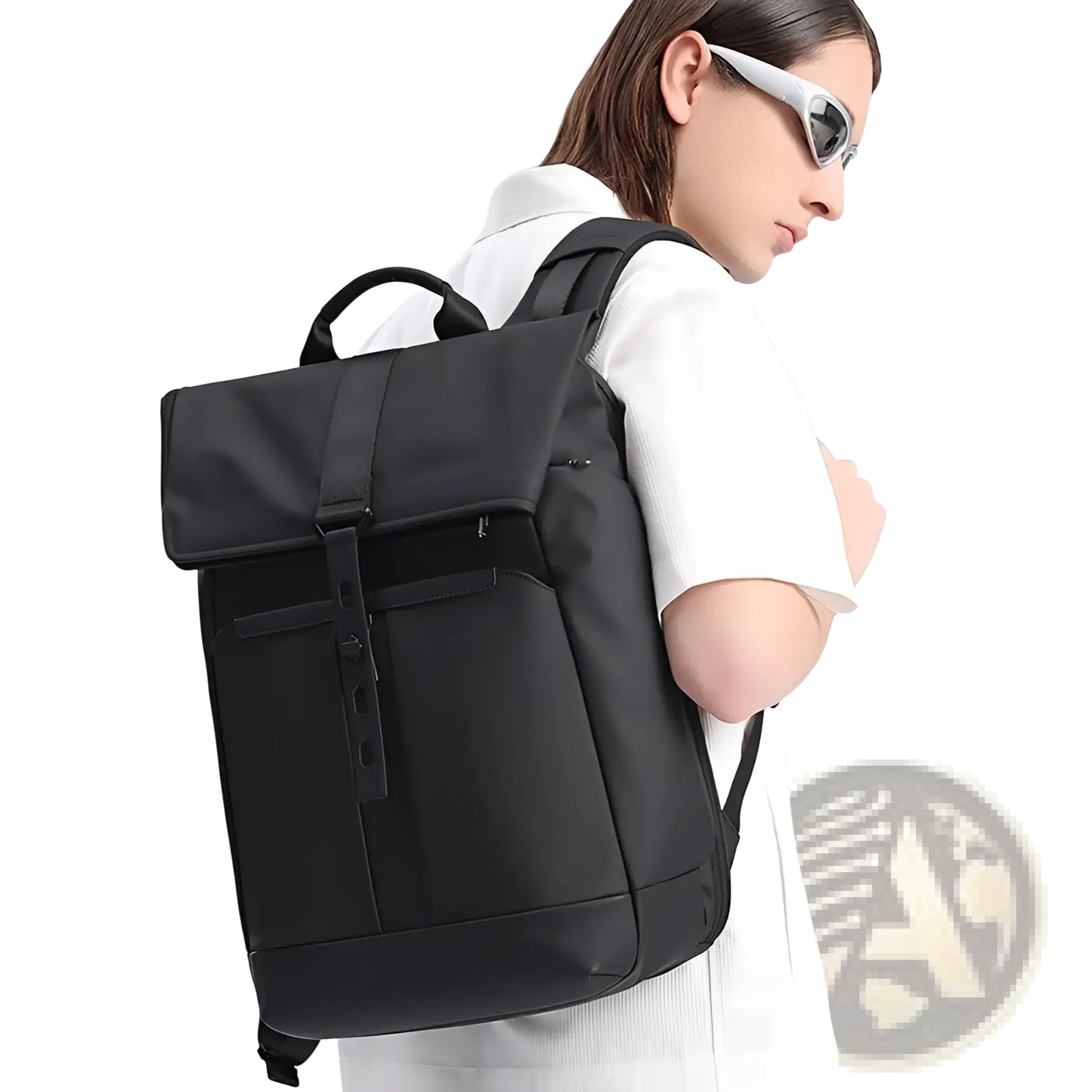 Black Nylon Business Backpack Large Capacity 30l