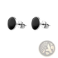 Black Onyx Oval Stud Earrings in Silver Stainless Steel