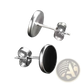 Black Onyx Oval Stud Earrings in Silver Stainless Steel