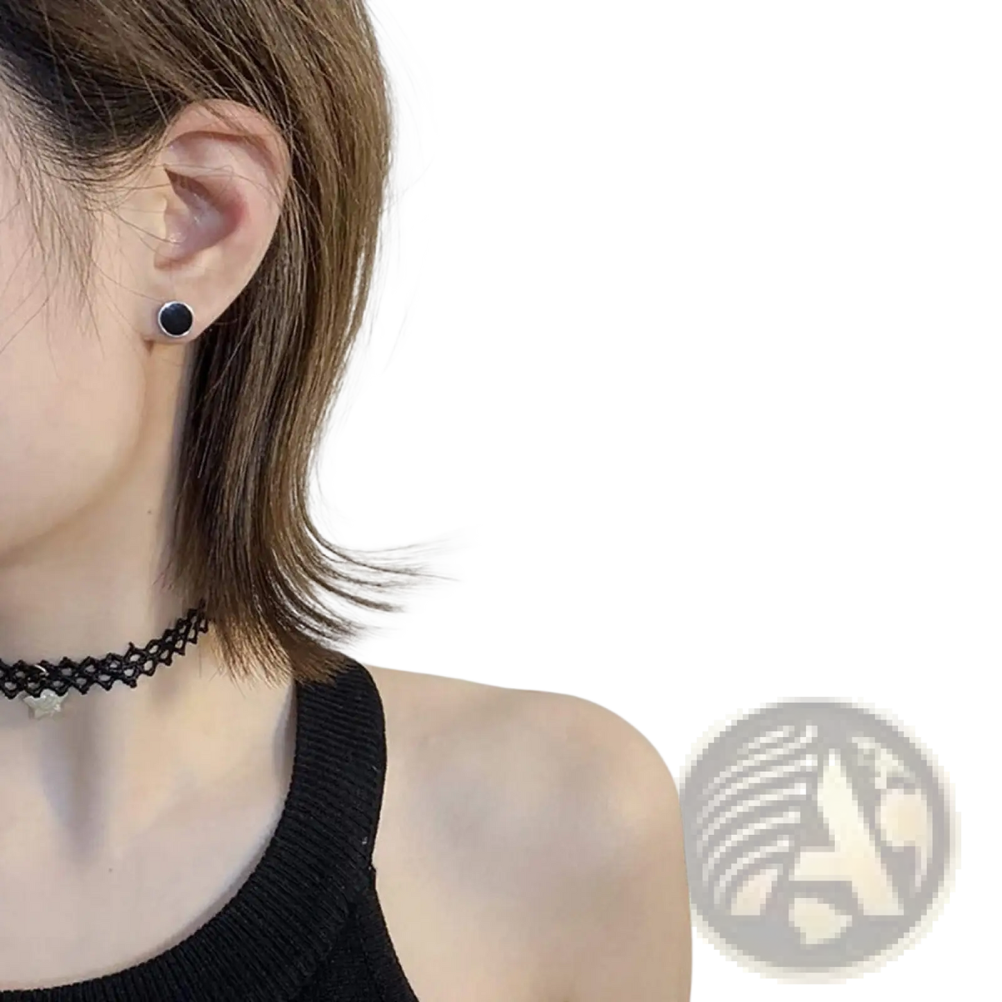 Black Onyx Oval Stud Earrings in Silver Stainless Steel