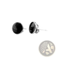 Black Onyx Oval Stud Earrings in Silver Stainless Steel