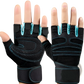 Black and Red Mesh Weightlifting Gloves with Wrist Straps