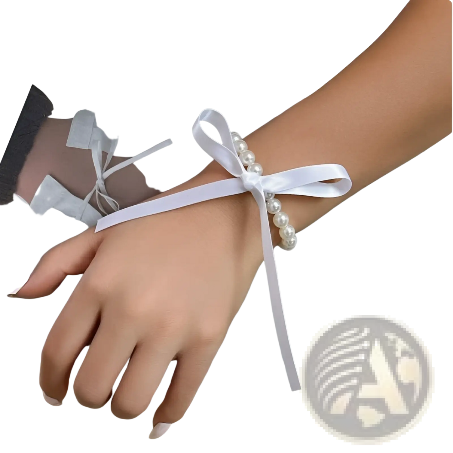 Black Satin and Pearl Ribbon Choker Bow Jewelry Set