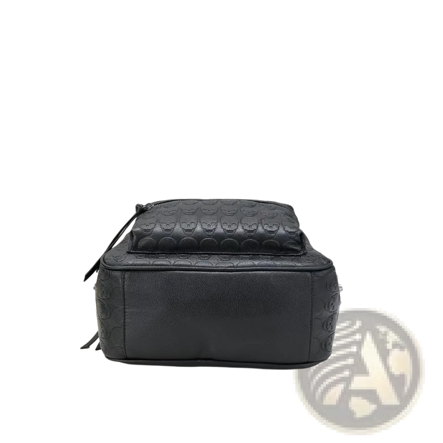 Black Studded Skull Leather Commute Backpack