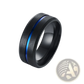 Black Tungsten and Purple Gemstone Wedding Band Set