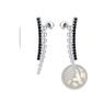 Black Zircon and Silver Beaded Cascading Drop Earrings