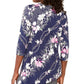 JM Collection Women's Asymmetrical Printed Top Navy Size X-Small