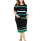 INC International Concepts Womne's Plus Size Metallic Striped Skirt Med Green Size 3X