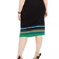 INC International Concepts Womne's Plus Size Metallic Striped Skirt Med Green Size 3X
