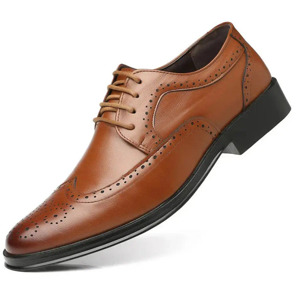 Men's Block Carved Leather Brogue Oxford Shoes