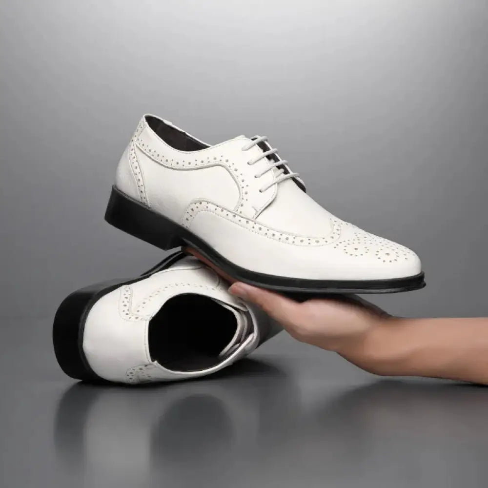 Men's Block Carved Leather Brogue Oxford Shoes