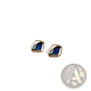 Blue Enamel Geometric Silver Stud Earrings with Gold Frames