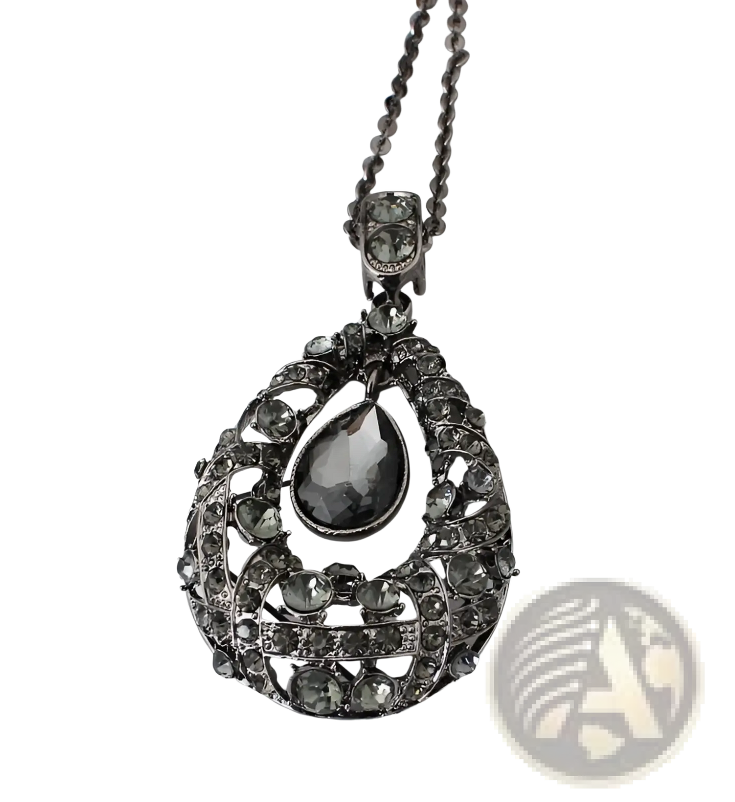 Blue Teardrop Filigree Pendant Korean Style Sweater Chain