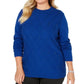 Karen Scott Women's Beaded Cable Mock Neck Sweater Blue Size Extra Small