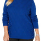 Karen Scott Women's Beaded Cable Mock Neck Sweater Blue Size Extra Small