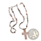 Bohemian Natural Stone and Glass Beaded Cross Necklace