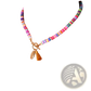 Bohemian Rainbow Beaded Choker with Shell and Tassel Charms
