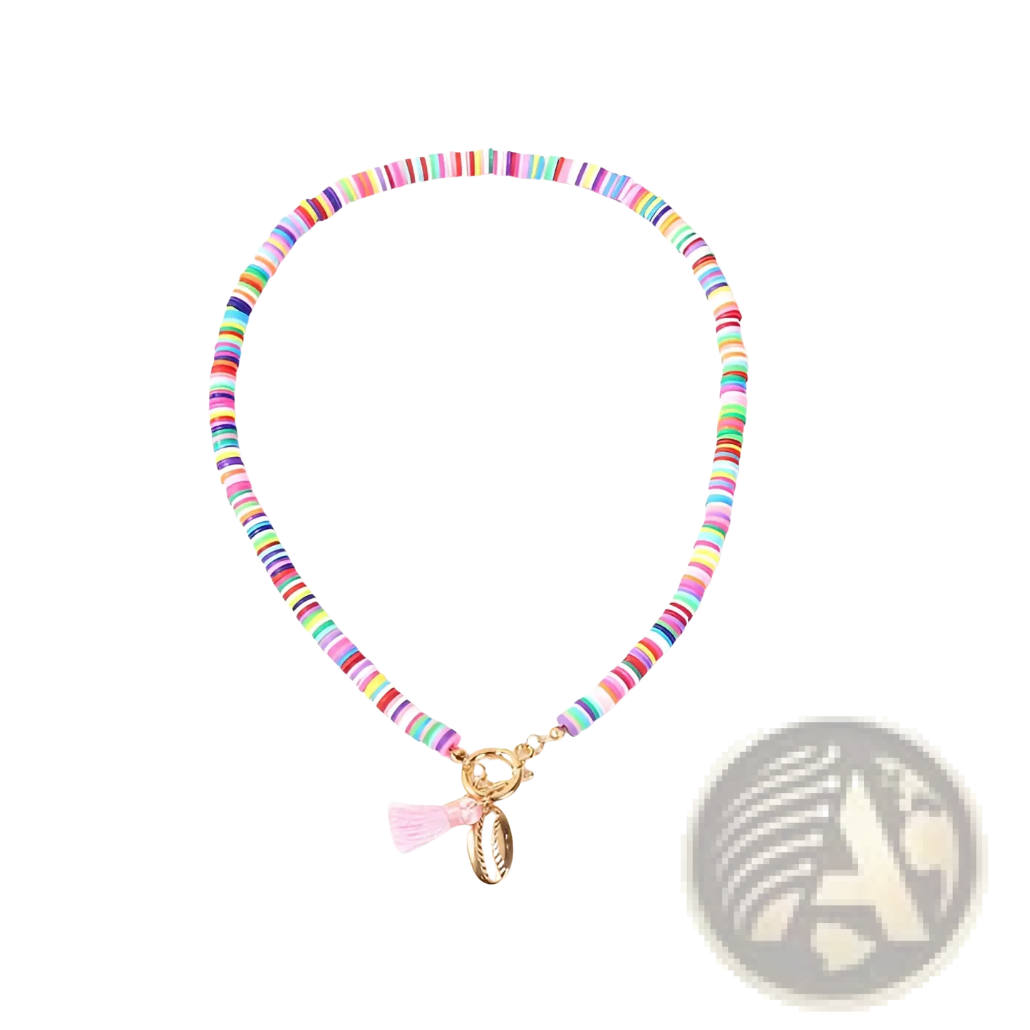 Bohemian Rainbow Beaded Choker with Shell and Tassel Charms