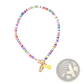 Bohemian Rainbow Beaded Choker with Shell and Tassel Charms