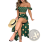Bohemian Off-shoulder High Slit Two-piece Maxi Dress