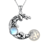 Bohemian Silver Mushroom and Moonstone Crescent Necklace