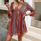 Embroidered Bohemian V-neck Lace Trim Beach Dress