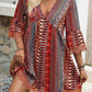 Embroidered Bohemian V-neck Lace Trim Beach Dress