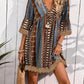 Embroidered Bohemian V-neck Lace Trim Beach Dress